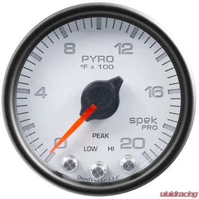 AutoMeter GAUGE; PYRO. (EGT); 2 1/16in.; 2000deg.F; STEPPER MOTOR W/PEAK/WARN; WHT/BLK; SP - P31012