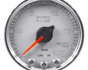 AutoMeter GAUGE; PYRO. (EGT); 2 1/16in.; 2000deg.F; STEPPER MOTOR W/PEAK/WRN; SLVR/CHRM; S