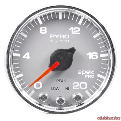 AutoMeter GAUGE; PYRO. (EGT); 2 1/16in.; 2000deg.F; STEPPER MOTOR W/PEAK/WRN; SLVR/CHRM; S - P31021