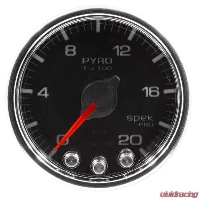 AutoMeter GAUGE; PYRO. (EGT); 2 1/16in.; 2000deg.F; STEPPER MOTOR W/PEAK/WARN; BLK/CHRM; S - P31031