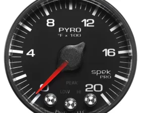 AutoMeter GAUGE; PYRO. (EGT); 2 1/16in.; 2000deg.F; STEPPER MOTOR W/PEAK/WARN; BLK/BLK; SP