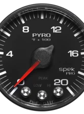 AutoMeter GAUGE; PYRO. (EGT); 2 1/16in.; 2000deg.F; STEPPER MOTOR W/PEAK/WARN; BLK/BLK; SP                                     - P310328 - Image 7