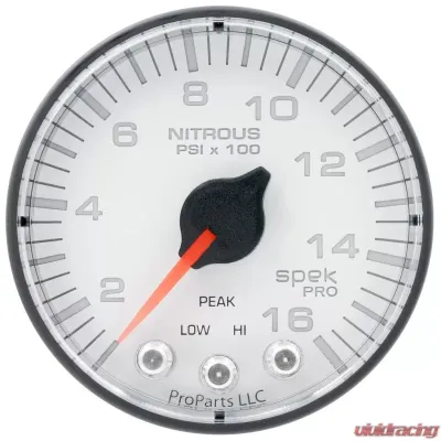 AutoMeter GAUGE; NITROUS PRESS; 2 1/16in.; 1600PSI; STEPPER MOTOR W/PK/WRN; WHT/BLK; SPEK - P320128