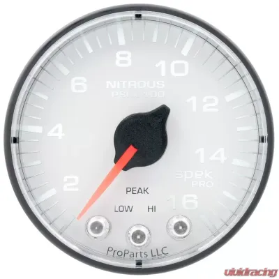 AutoMeter GAUGE; NITROUS PRESS; 2 1/16in.; 1600PSI; STEPPER MOTOR W/PK/WRN; WHT/BLK; SPEK - P320128