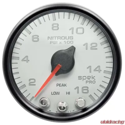 AutoMeter GAUGE; NITROUS PRESS; 2 1/16in.; 1600PSI; STEPPER MOTOR W/PK/WRN; WHT/BLK; SPEK - P32012