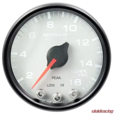 AutoMeter GAUGE; NITROUS PRESS; 2 1/16in.; 1600PSI; STEPPER MOTOR W/PK/WRN; WHT/BLK; SPEK - P32012