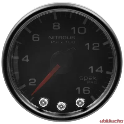 AutoMeter GAUGE; NITROUS PRESS; 2 1/16in.; 1600PSI; STEPPER MTR W/PK/WRN; BK/SMK/BK; SPEK - P32052