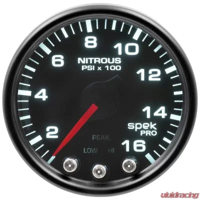 AutoMeter GAUGE; NITROUS PRESS; 2 1/16in.; 1600PSI; STEPPER MTR W/PK/WRN; BK/SMK/BK; SPEK - P32052