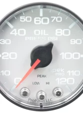 AutoMeter GAUGE; OIL PRESS; 2 1/16in.; 120PSI; STEPPER MOTOR W/PEAK/WARN; WHT/BLK; SPEK                                     - P325128 - Image 2