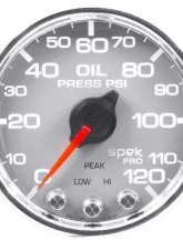 AutoMeter GAUGE; OIL PRESS; 2 1/16in.; 120PSI; STEPPER MOTOR W/PEAK/WARN; SLVR/CHRM; SPEK                                     - P32521 - Image 2