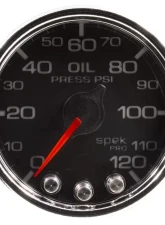 AutoMeter GAUGE; OIL PRESS; 2 1/16in.; 120PSI; STEPPER MOTOR W/PEAK/WARN; BLK/CHRM; SPEK                                     - P32531 - Image 3