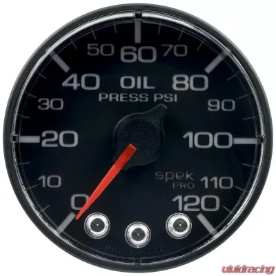 AutoMeter GAUGE; OIL PRESS; 2 1/16in.; 120PSI; STPR MTR W/PK/WRN; BK/BK; SPEK; NO O-RING - P325324