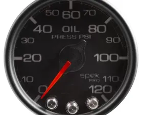 AutoMeter GAUGE; OIL PRESS; 2 1/16in.; 120PSI; STEPPER MOTOR W/PEAK/WARN; BLK/BLK; SPEK