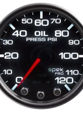 AutoMeter GAUGE; OIL PRESS; 2 1/16in.; 120PSI; STEPPER MOTOR W/PK/WRN; BLK/SMKE/BLK; SPEK                                     - P32552 - Image 2