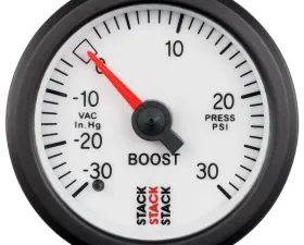 AutoMeter Gauge Boost Mech 52mm Wht 30inHg-30psi