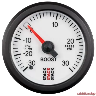 AutoMeter Gauge Boost Mech 52mm Wht 30inHg-30psi - ST3162