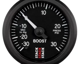 AutoMeter Gauge Boost ProStpr 52mm Blk 30inHg-30psi