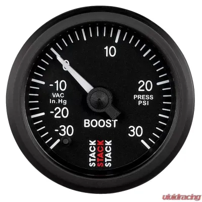 AutoMeter Gauge Boost ProStpr 52mm Blk 30inHg-30psi - ST3312