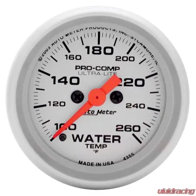 AutoMeter GAUGE; WATER TEMP; 2 1/16IN.; 100-260 F; DIGITAL STEPPER MOTOR; ULTRA-LITE - 4355
