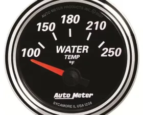 AutoMeter GAUGE; WATER TEMP; 2 1/16in.; 250deg.F; ELEC; DESIGNER BLACK II