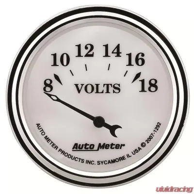 AutoMeter GAUGE; VOLTMETER; 2 1/16in.; 18V; ELEC; OLD TYME WHITE II - 1292