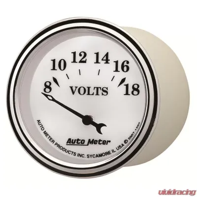 AutoMeter GAUGE; VOLTMETER; 2 1/16in.; 18V; ELEC; OLD TYME WHITE II - 1292