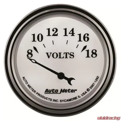 AutoMeter GAUGE; VOLTMETER; 2 1/16in.; 18V; ELEC; OLD TYME WHITE II - 1292