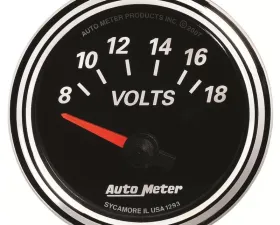AutoMeter GAUGE; VOLTMETER; 2 1/16in.; 18V; ELEC; DESIGNER BLACK II