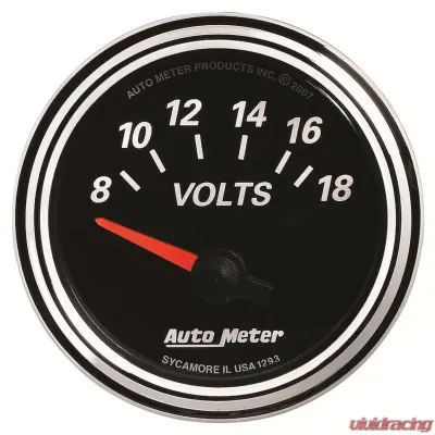 AutoMeter GAUGE; VOLTMETER; 2 1/16in.; 18V; ELEC; DESIGNER BLACK II - 1293
