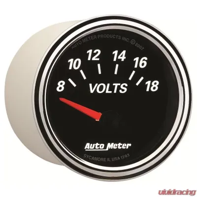 AutoMeter GAUGE; VOLTMETER; 2 1/16in.; 18V; ELEC; DESIGNER BLACK II - 1293