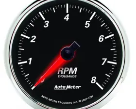 AutoMeter GAUGE; TACHOMETER; 3 3/8in.; 8K RPM; IN-DASH; DESIGNER BLACK II