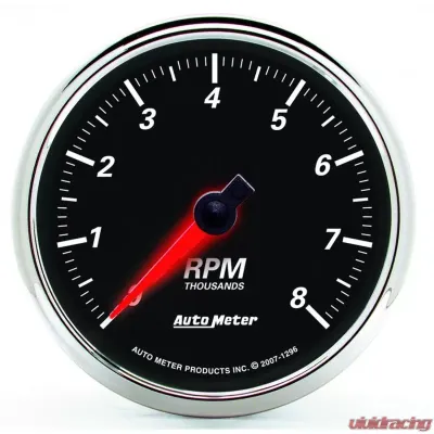 AutoMeter GAUGE; TACHOMETER; 3 3/8in.; 8K RPM; IN-DASH; DESIGNER BLACK II - 1296