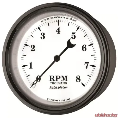 AutoMeter GAUGE; TACHOMETER; 3 3/8in.; 8K RPM; IN-DASH; OLD TYME WHITE II - 1297
