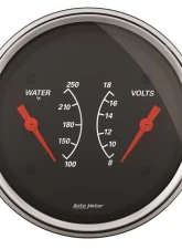 AutoMeter GAUGE; DUAL; WTMP/VOLT; 3 3/8in.; 250deg.F/18V; ELEC; DESIGNER BLACK                                     - 1430 - Image 2