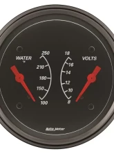 AutoMeter GAUGE; DUAL; WTMP/VOLT; 3 3/8in.; 250deg.F/18V; ELEC; DESIGNER BLACK                                     - 1430 - Image 2