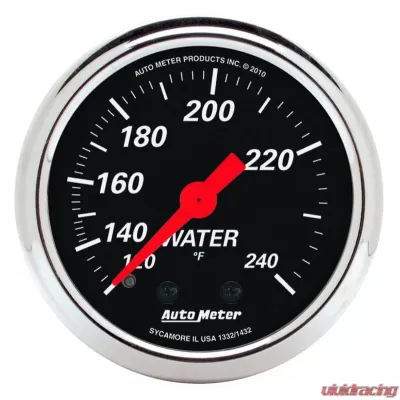 AutoMeter GAUGE; WATER TEMP; 2 1/16in.; 120-240deg.F; MECH; DESIGNER BLACK - 1432