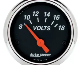 AutoMeter GAUGE; VOLTMETER; 2 1/16in.; 18V; ELEC; DESIGNER BLACK