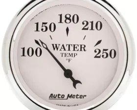 AutoMeter GAUGE; WATER TEMP; 2 1/16in.; 250deg.F; ELEC; OLD TYME WHITE
