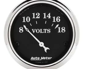 AutoMeter GAUGE; VOLTMETER; 2 1/16in.; 18V; ELEC; OLD TYME BLACK