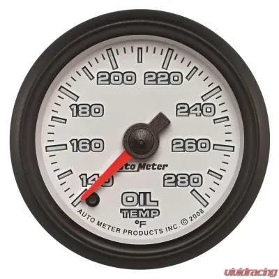 AutoMeter GAUGE; OIL TEMP; 2 1/16in.; 140-280deg.F; DIGITAL STEPPER MOTOR; WHITE; PRO-CYCL - 19540