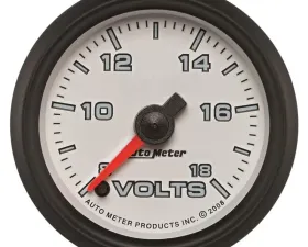 AutoMeter GAUGE; VOLTMETER; 2 1/16in.; 18V; DIGITAL STEPPER MOTOR; WHITE; PRO-CYCLE