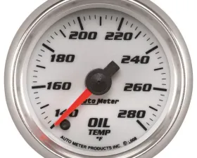 AutoMeter GAUGE; OIL TEMP; 2 1/16in.; 140-280deg.F; DIGITAL STEPPER MOTOR; WHITE; PRO-CYCL