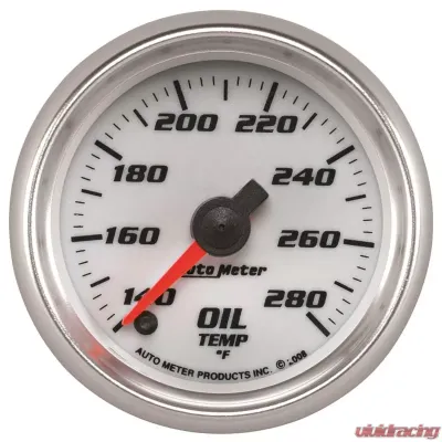 AutoMeter GAUGE; OIL TEMP; 2 1/16in.; 140-280deg.F; DIGITAL STEPPER MOTOR; WHITE; PRO-CYCL - 19740