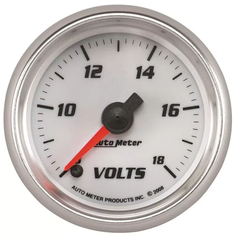 AutoMeter GAUGE; VOLTMETER; 2 1/16in.; 18V; DIGITAL STEPPER MOTOR; WHITE; PRO-CYCLE - 19792