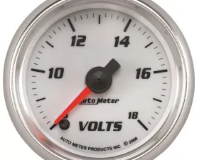 AutoMeter GAUGE; VOLTMETER; 2 1/16in.; 18V; DIGITAL STEPPER MOTOR; WHITE; PRO-CYCLE