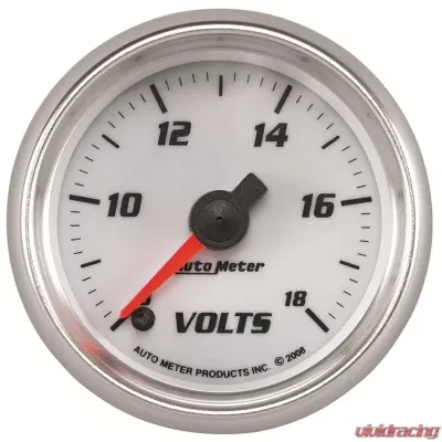 AutoMeter GAUGE; VOLTMETER; 2 1/16in.; 18V; DIGITAL STEPPER MOTOR; WHITE; PRO-CYCLE - 19792