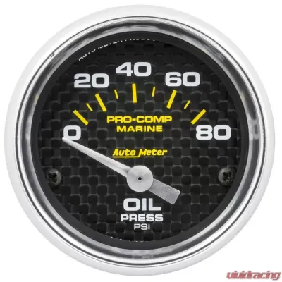 AutoMeter GAUGE; OIL PRESSURE; 2 1/16in.; 80PSI; ELECTRIC; MARINE CARBON FIBER - 200744-40