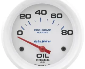 AutoMeter GAUGE; OIL PRESSURE; 2 5/8in.; 80PSI; ELECTRIC; MARINE WHITE