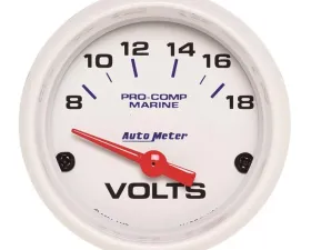 AutoMeter GAUGE; VOLTMETER; 2 1/16in.; 18V; ELECTRIC; MARINE WHITE