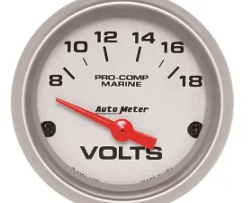AutoMeter GAUGE; VOLTMETER; 2 1/16in.; 18V; ELECTRIC; MARINE SILVER
